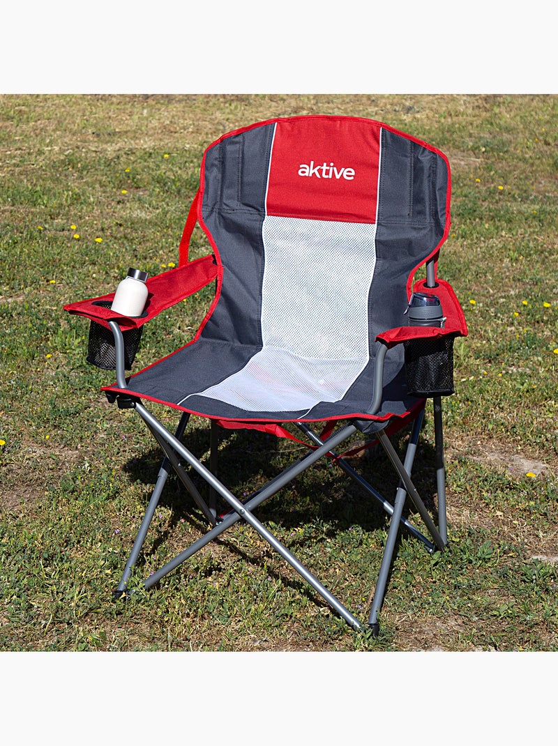 Silla plegable camping xl con posavasos aktive Negro Rojo - Kiabi
