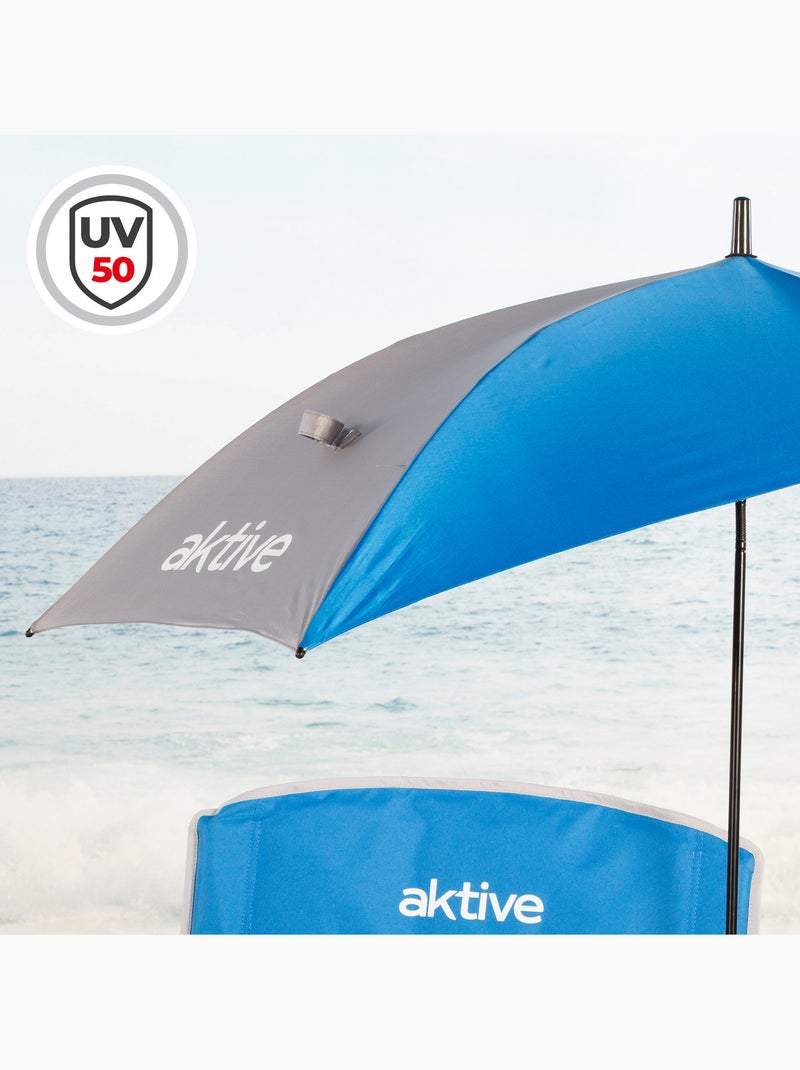 Silla plegable con sombrilla y posavasos 50x49x65 cm aktive Azul - Kiabi