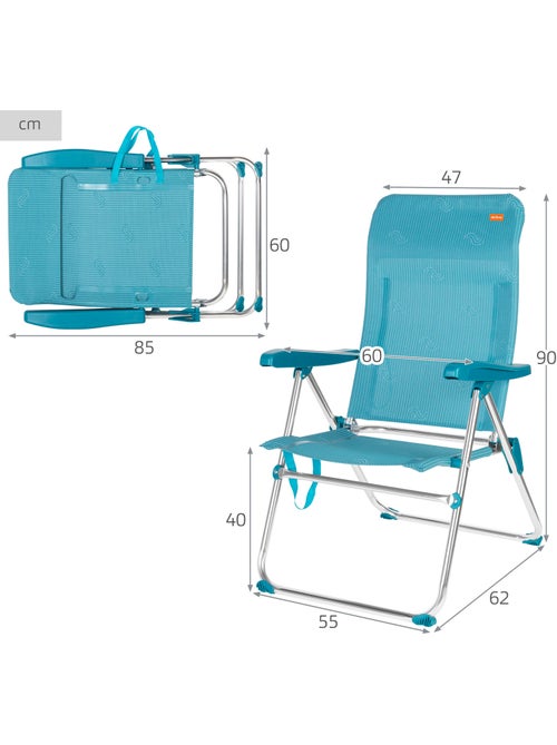 Silla plegable de playa multiposición 47x62x90 cm con asa aktive - Kiabi