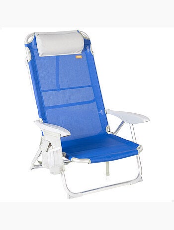 Silla plegable de playa multiposición 50x50x88 cm con bolsillos, cojín y asa aktive