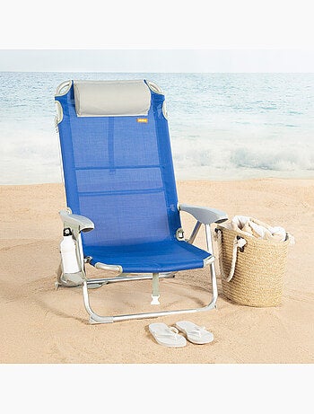 Silla plegable de playa multiposición 50x50x88 cm con bolsillos, cojín y asa aktive