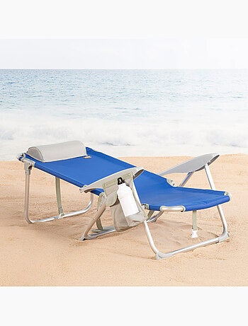 Silla plegable de playa multiposición 50x50x88 cm con bolsillos, cojín y asa aktive