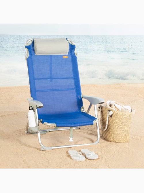 Silla plegable de playa multiposición 50x50x88 cm con bolsillos, cojín y asa aktive - Kiabi Silla plegable de playa multiposición 50x50x88 cm con bolsillos, cojín y asa aktive - Kiabi