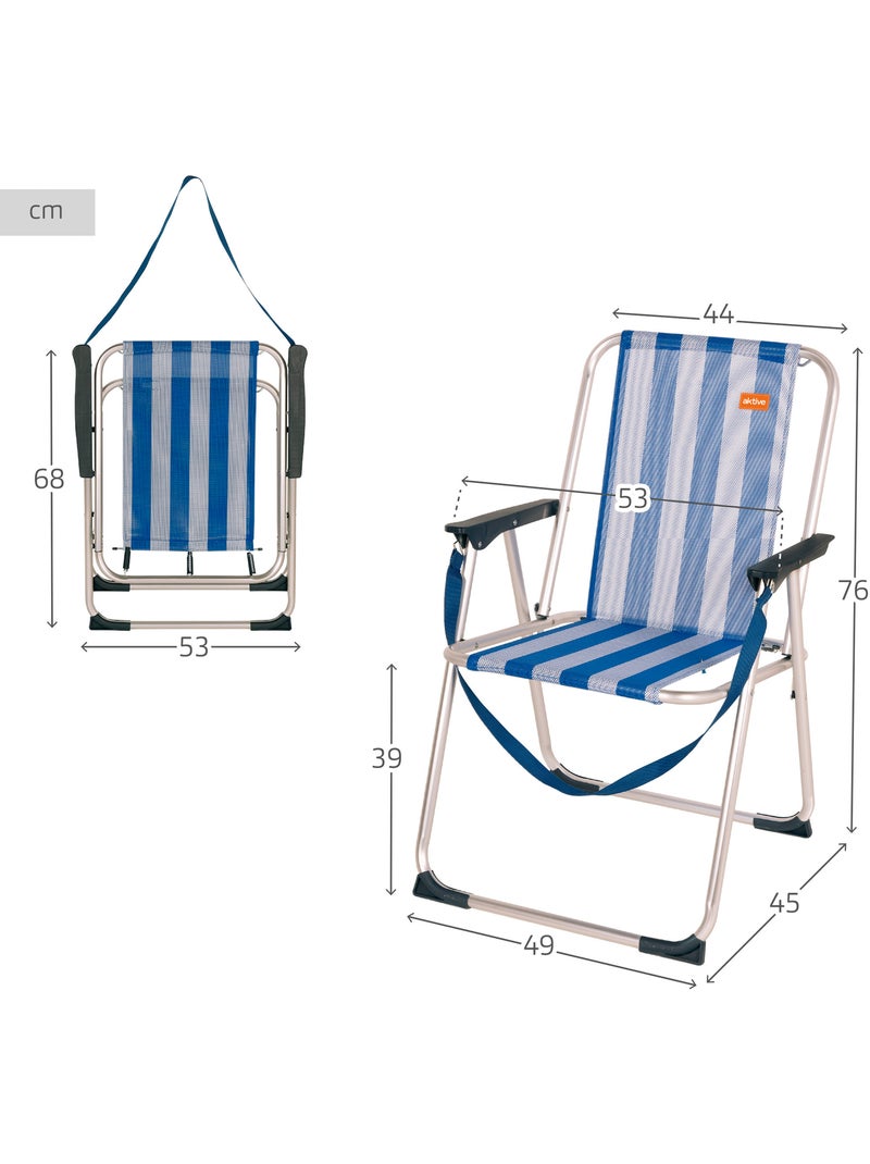 Silla plegable fija 44x45x76 cm aluminio aktive Azul Blanco - Kiabi