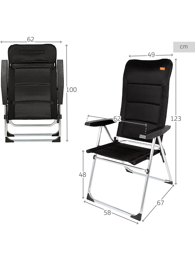 Silla plegable jardín acolchado deluxe respaldo alto multiposición aktive Negro - Kiabi
