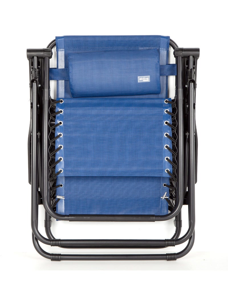 Silla plegable jardín gravedad cero 2 posiciones Aktive Azul - Kiabi