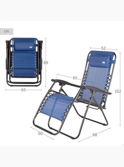 Silla plegable jardín gravedad cero 2 posiciones Aktive - Kiabi