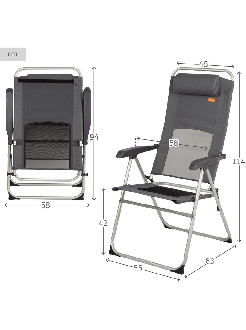 Silla plegable jardín reclinable 6 posiciones aktive Gris - Kiabi