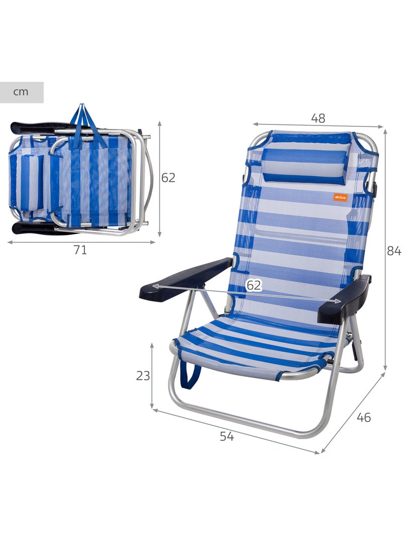 Silla plegable multiposición aluminio aktive Azul Blanco - Kiabi