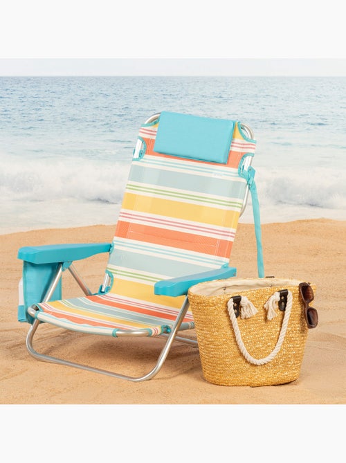 Silla plegable playa 48x48x75 cm 5 posiciones con bolsillo lateral aktive - Kiabi