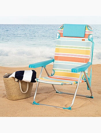 Silla plegable playa 5 posiciones 48x60x90 cm con cojín aktive