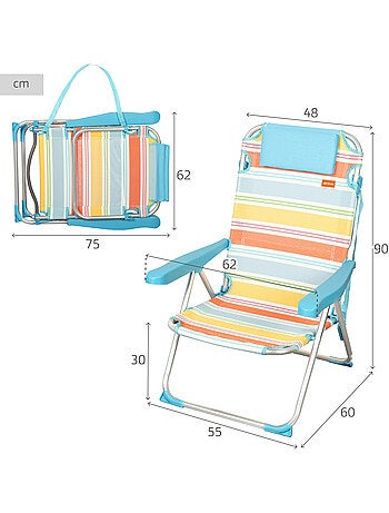 Silla plegable playa 5 posiciones 48x60x90 cm con cojín aktive