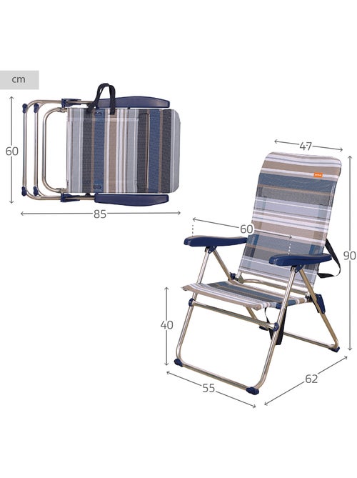 Silla plegable playa alta 5 posiciones aktive - Kiabi