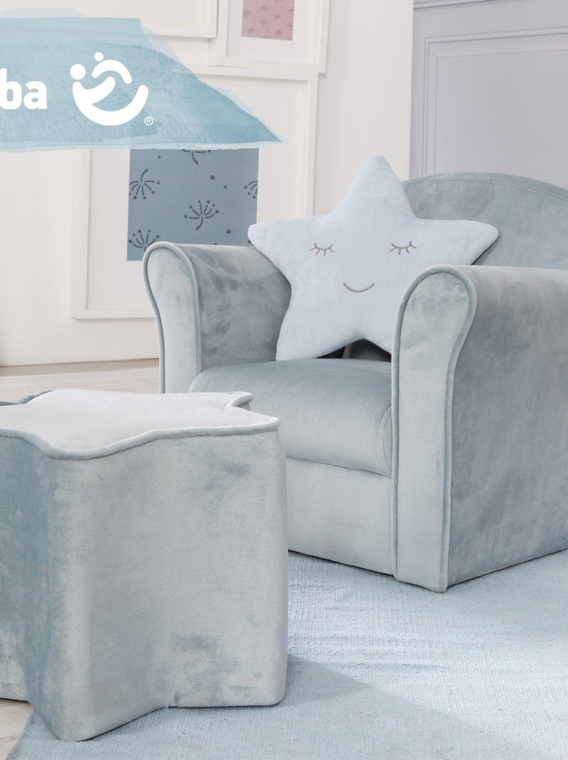 Sillón club infantil en terciopelo suave - ROBA 'lil sofa' Azul claro - Kiabi