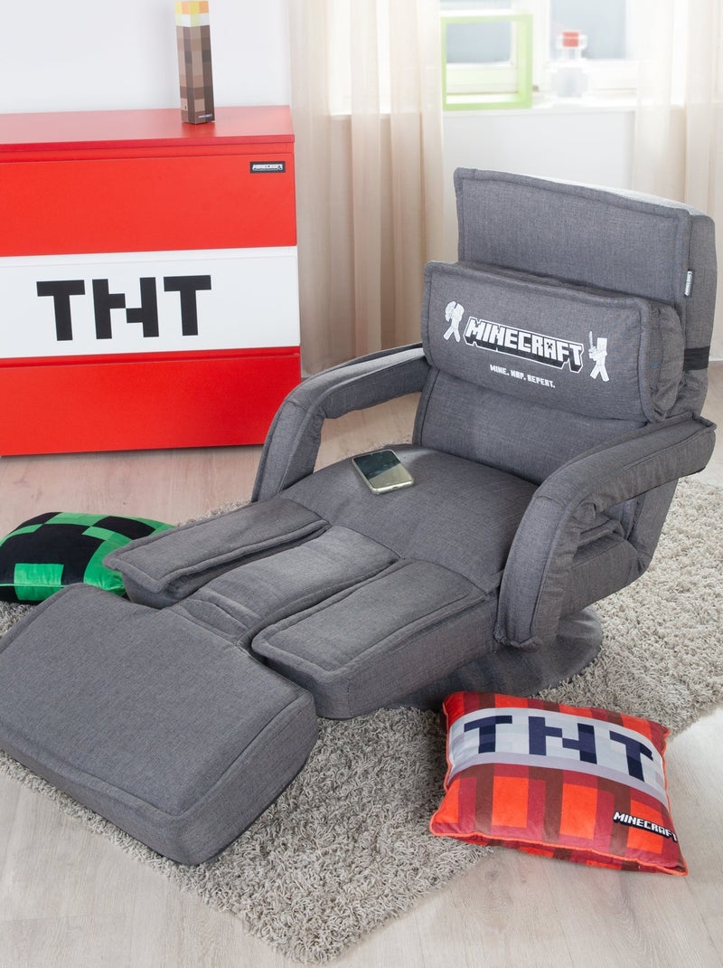 Sillón gaming giratorio 360° con respaldo reclinable y reposabrazos 'Roba' - Minecraft Gris gris blanco - Kiabi