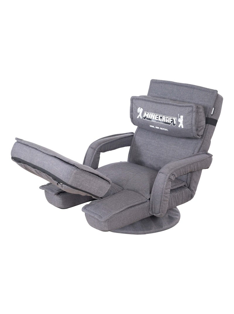 Sillón gaming giratorio 360° con respaldo reclinable y reposabrazos 'Roba' - Minecraft Gris gris blanco - Kiabi