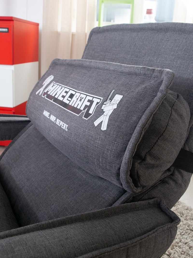 Sillón gaming giratorio 360° con respaldo reclinable y reposabrazos 'Roba' - Minecraft Gris gris blanco - Kiabi