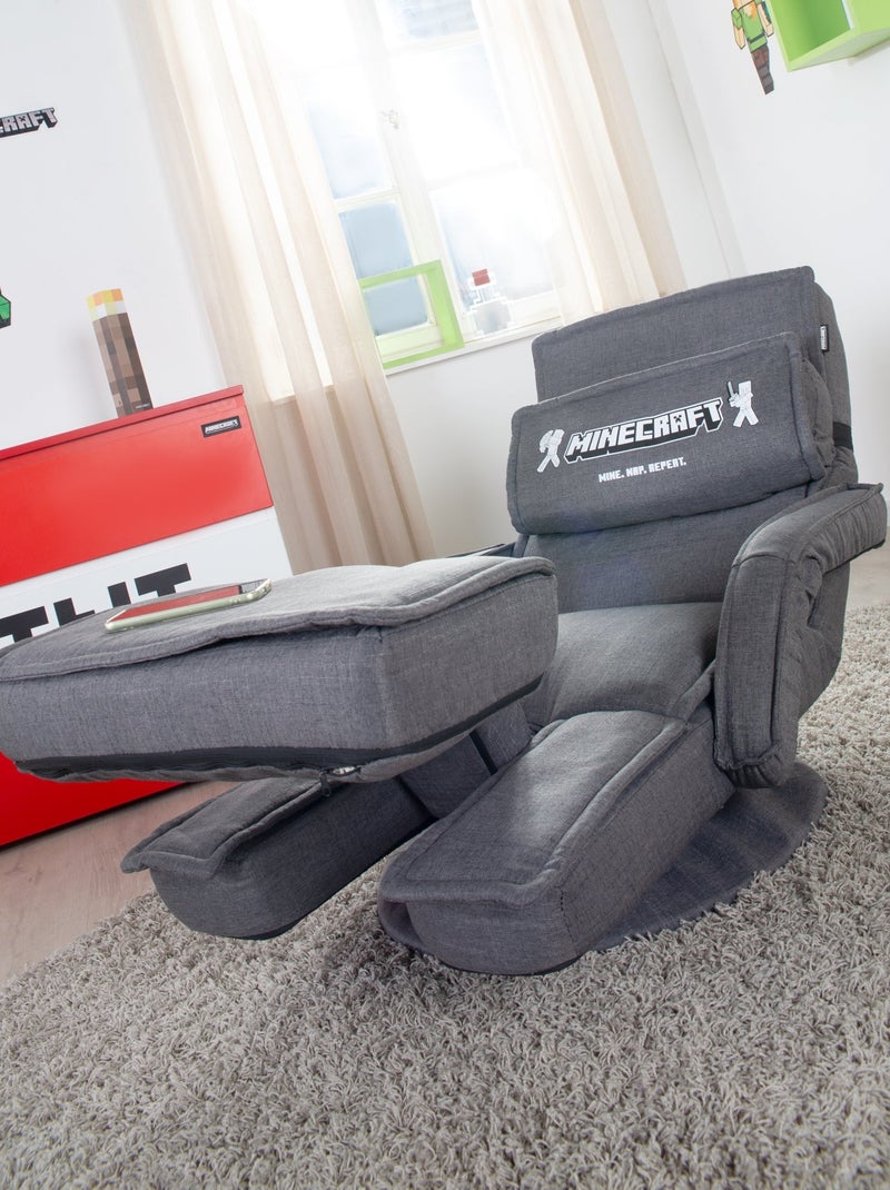 Sillón gaming giratorio 360° con respaldo reclinable y reposabrazos 'Roba' - Minecraft Gris gris blanco - Kiabi