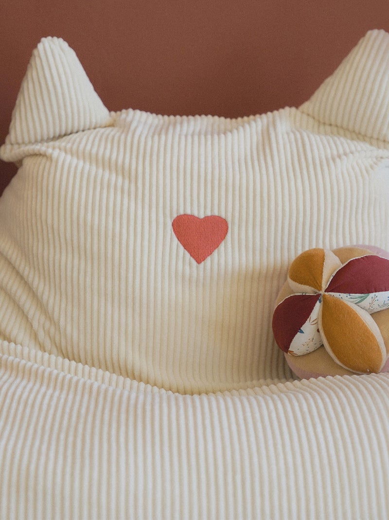 Sillón infantil de terciopelo con orejas de felino Crema - Kiabi