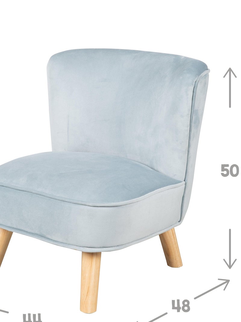 Sillón infantil en terciopelo con patas en madera maciza - ROBA 'lil sofa' Azul claro - Kiabi