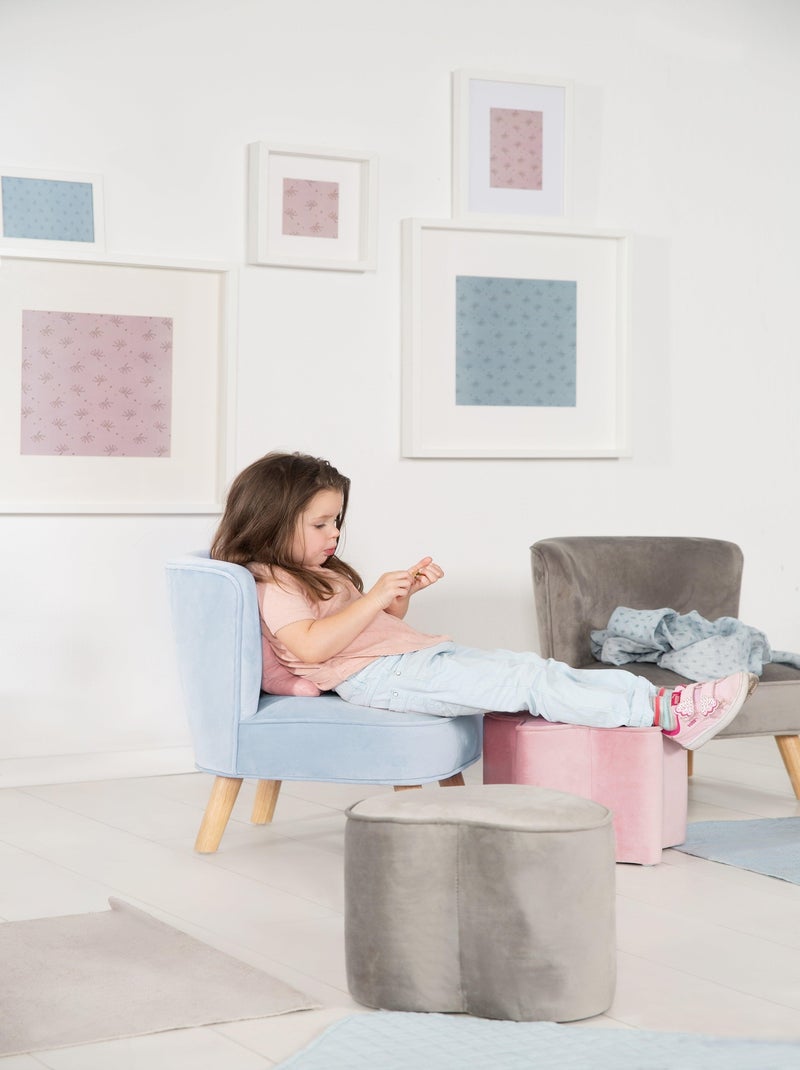 Sillón infantil en terciopelo con patas en madera maciza - ROBA 'lil sofa' Azul claro - Kiabi