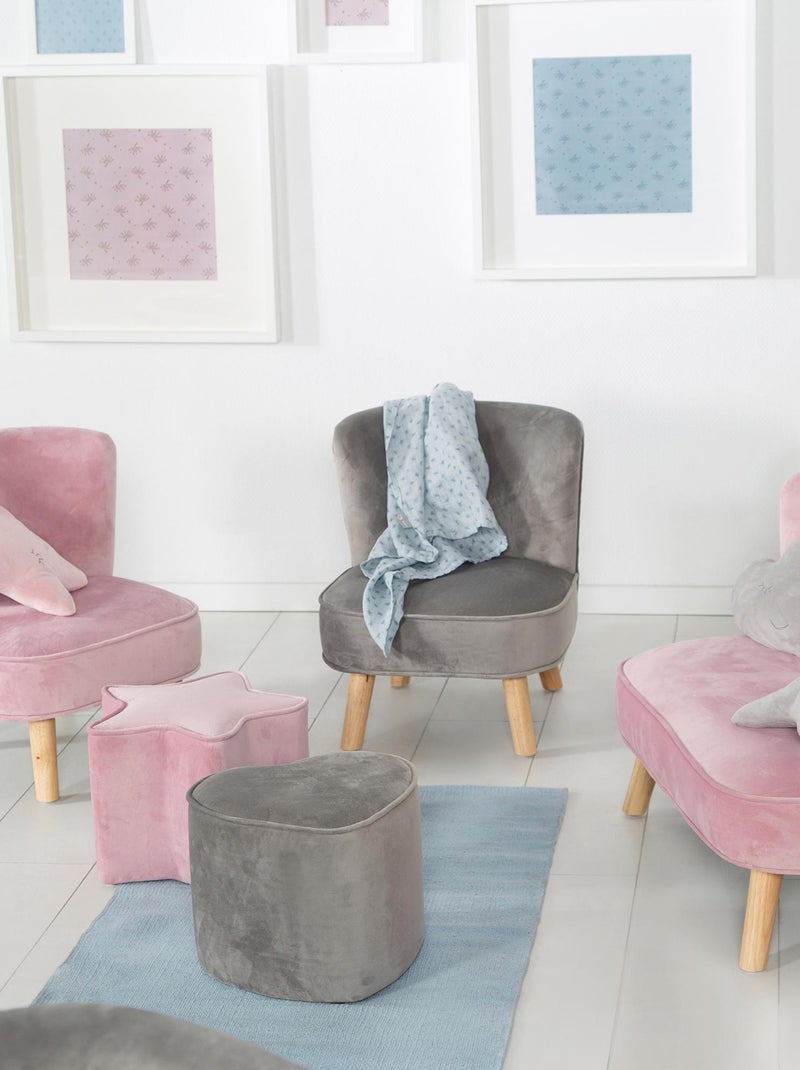 Sillón infantil en terciopelo con patas en madera maciza - ROBA 'lil sofa' Gris - Kiabi