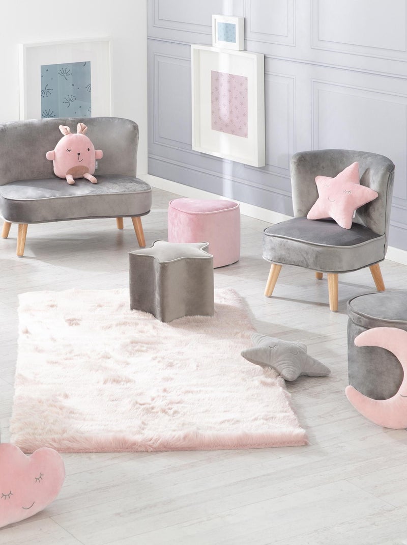 Sillón infantil en terciopelo con patas en madera maciza - ROBA 'lil sofa' Gris - Kiabi