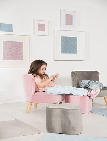 Sillón infantil en terciopelo con patas en madera maciza - ROBA 'lil sofa'