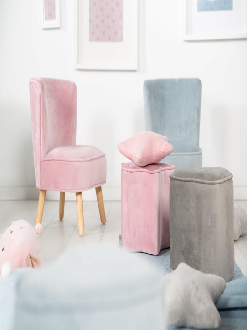 Sillón infantil en terciopelo con patas en madera maciza - ROBA 'lil sofa' Rosa - Kiabi
