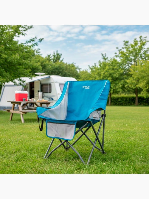 Sillón plegable camping antivuelco con posavasos y bolsillo aktive - Kiabi