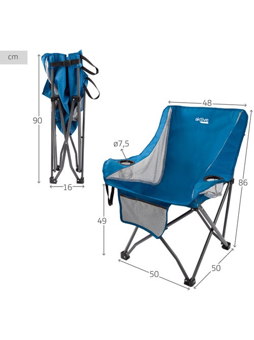 Sillón plegable camping antivuelco con posavasos y bolsillo aktive - Kiabi