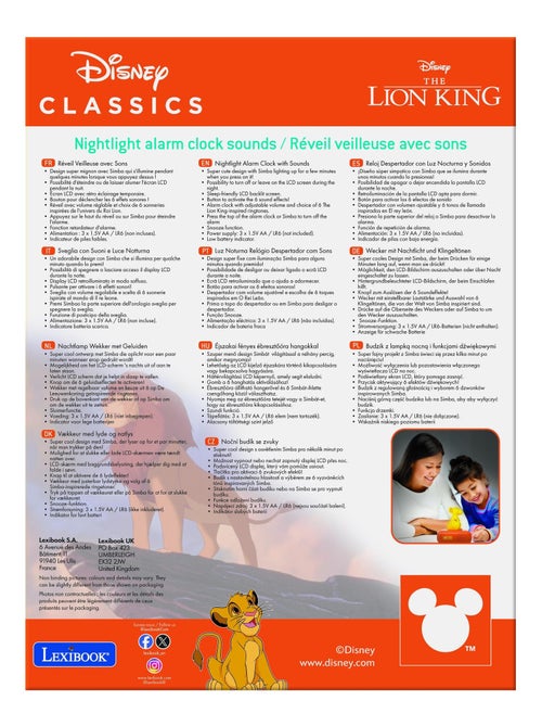 Simba Luz nocturna Reloj despertador con sonidos - Kiabi