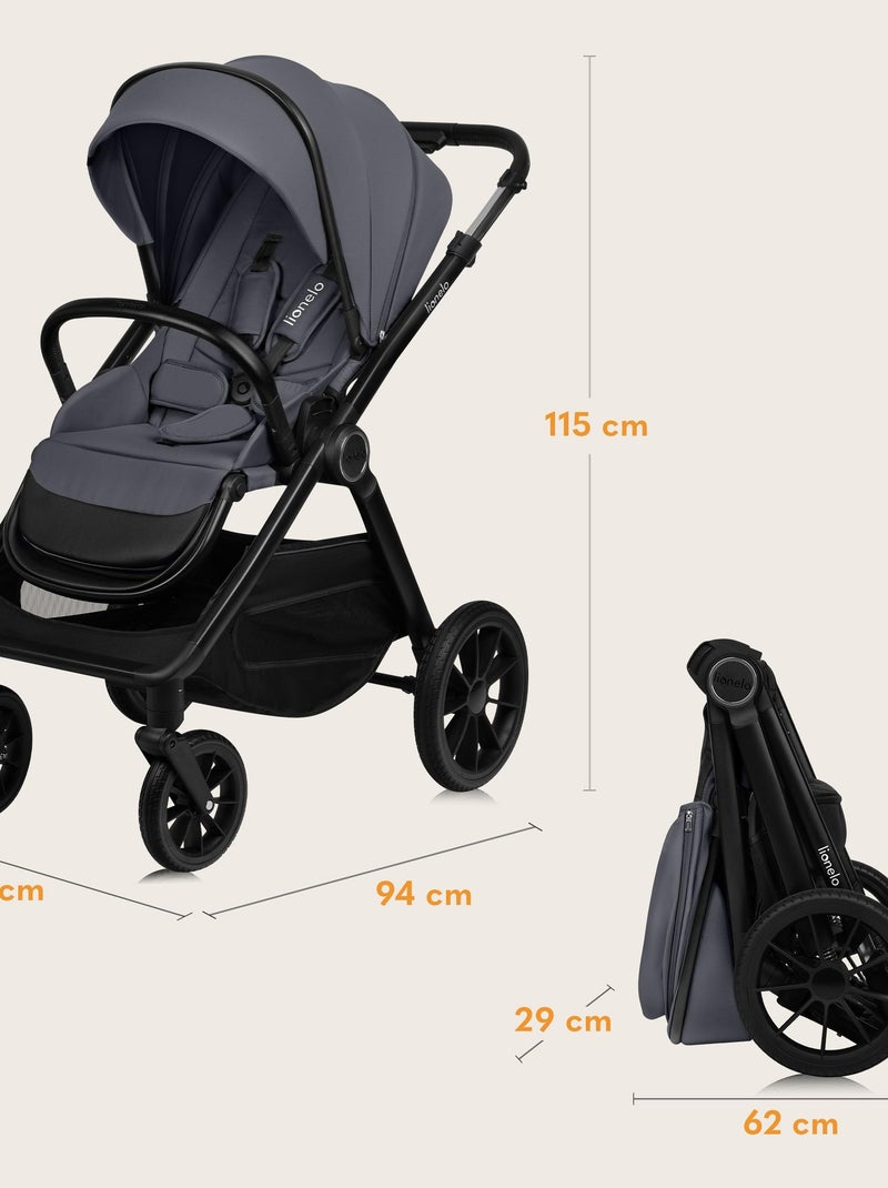 Sistema de viaje 2 en 1 LIONELO Layla - Hasta 22 kg - El sistema de viaje incluye cochecito, capazo, Gris - Kiabi