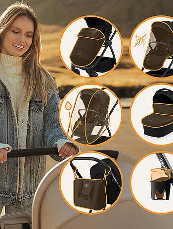 Sistema de viaje 2 en 1 LIONELO Meril - Hasta 22 kg - Incluye cochecito, capazo, bolso y accesorios
