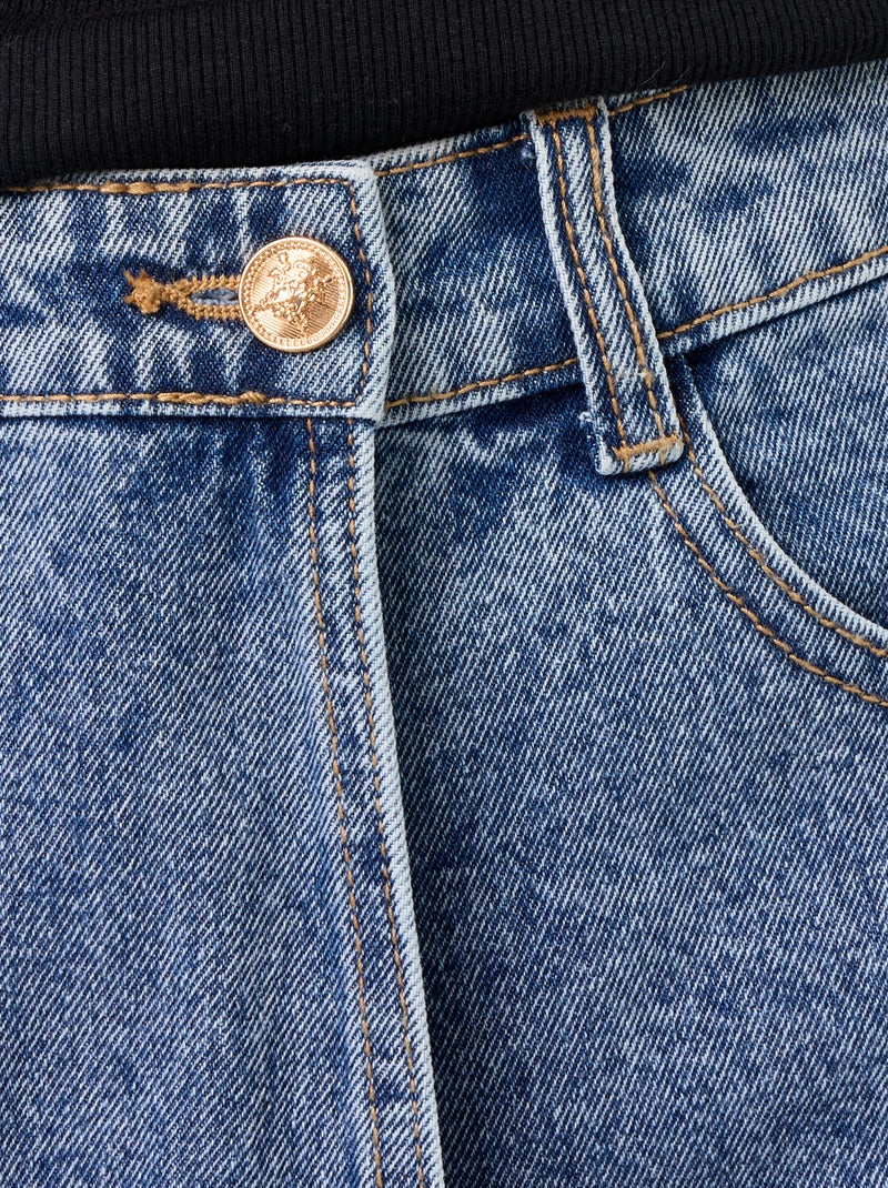 Skort vaquero de talle alto Azul - Kiabi