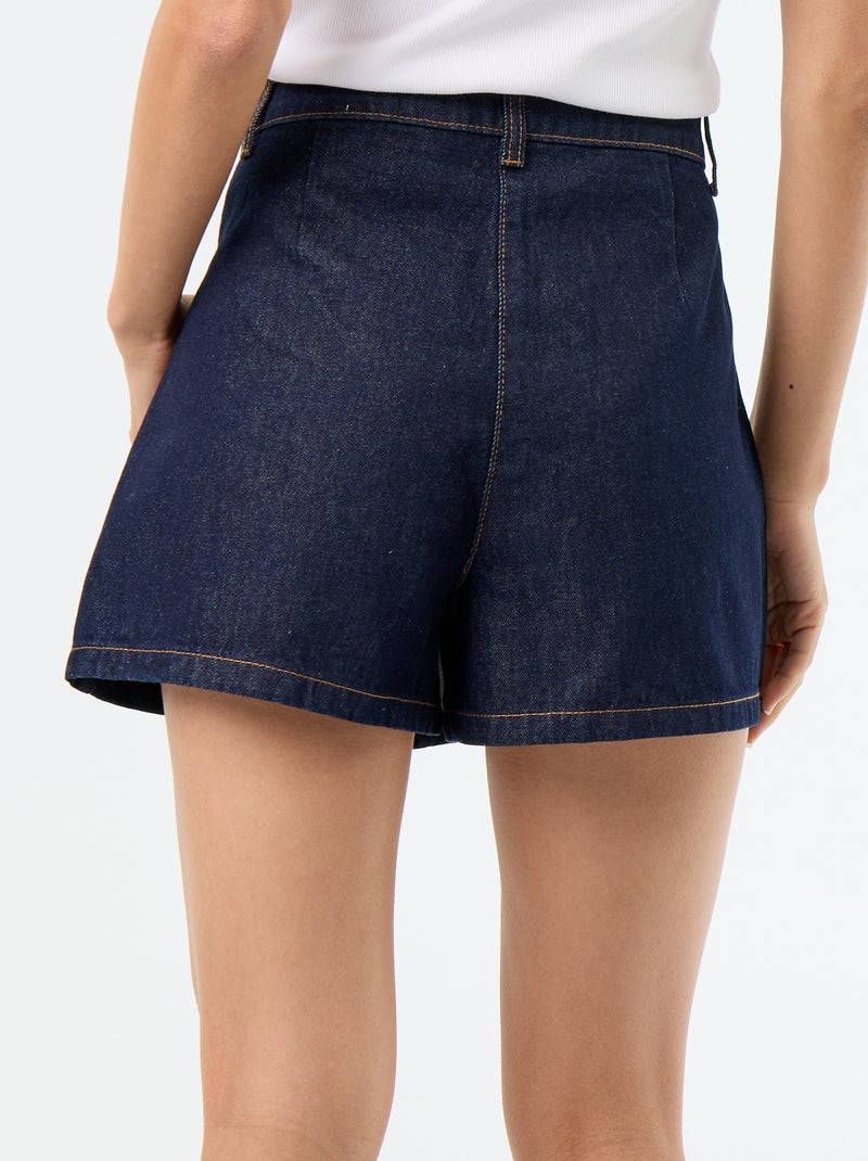 Skort vaquero de talle alto Azul - Kiabi