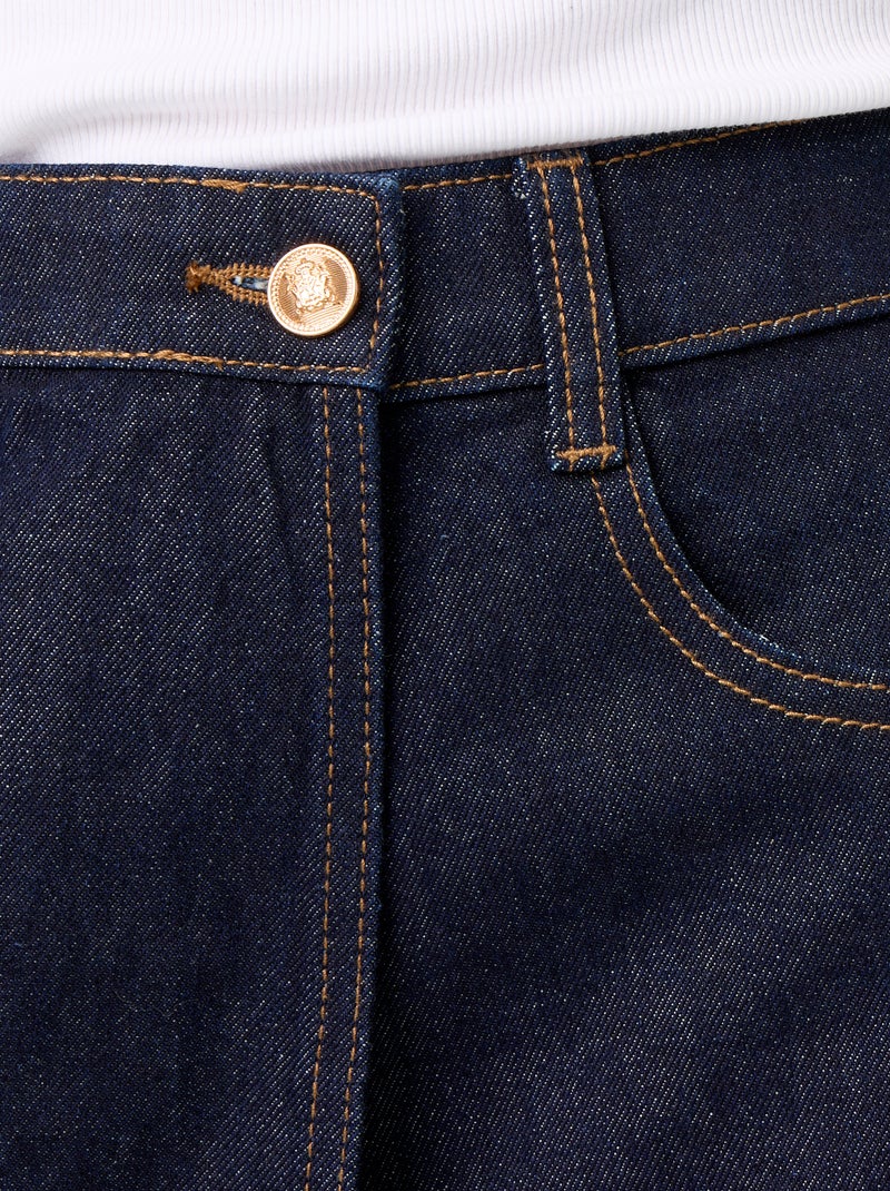 Skort vaquero de talle alto Azul - Kiabi