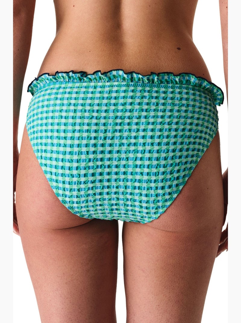 Slainie braga de bikini de cuadro vichy, con volantes, tiro medio penti Verde menta - Kiabi