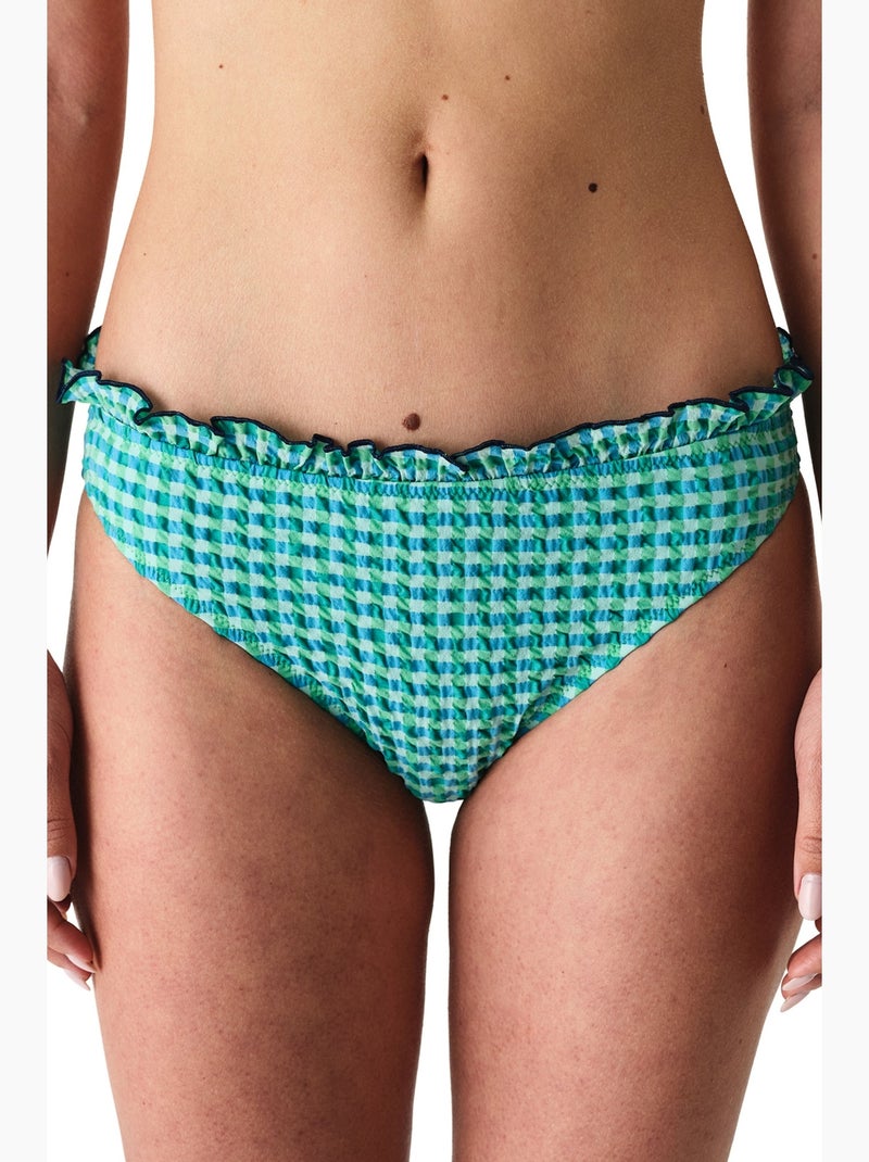 Slainie braga de bikini de cuadro vichy, con volantes, tiro medio penti Verde menta - Kiabi