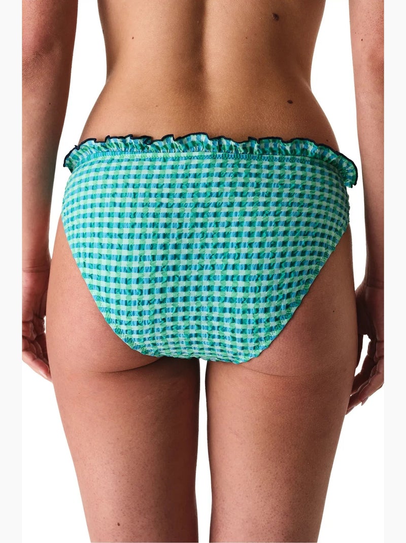 Slainie braga de bikini de cuadro vichy, con volantes, tiro medio penti Verde menta - Kiabi