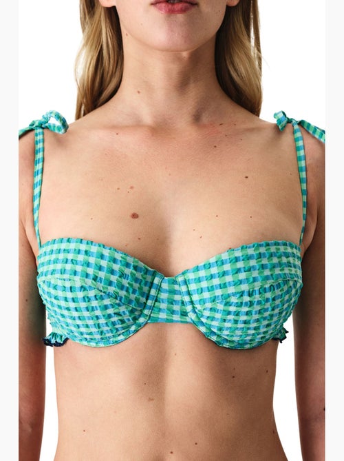 Slainie parte de arriba de bikini con aro, estampado vichy y volantes penti - Kiabi