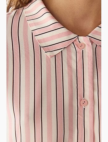Sleep mode conjunto de pijama a rayas con camisa de manga corta y pantalón penti