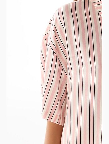 Sleep mode conjunto de pijama a rayas con camisa de manga corta y pantalón penti