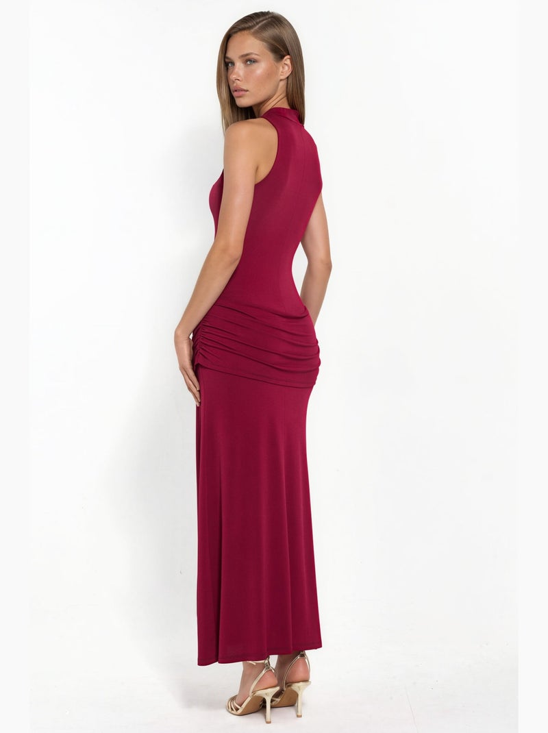 Slim fit half turtleneck maxi dress hiccup Rojo burdeos - Kiabi