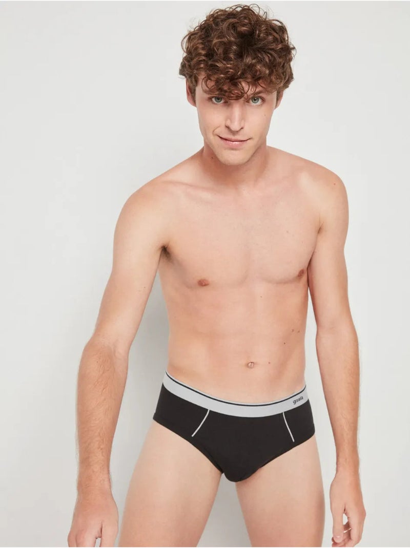 Slip cintura elástica con logotipo, de algodón hipoalergénico Negro - Kiabi