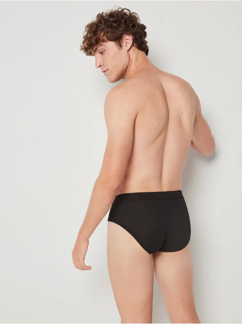 Slip con cintura elástica en tejido de modal Negro - Kiabi