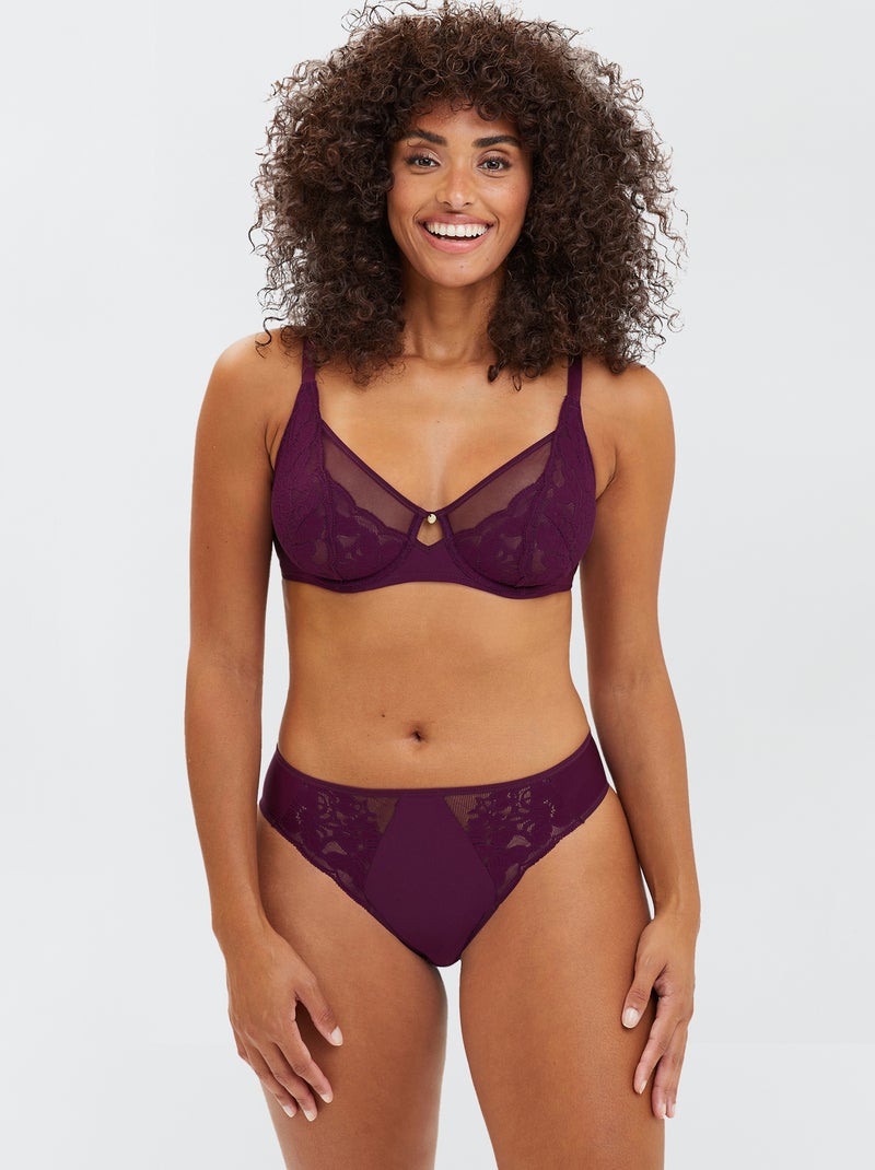 Slip de encaje 'Sans Complexe' PURPURA - Kiabi