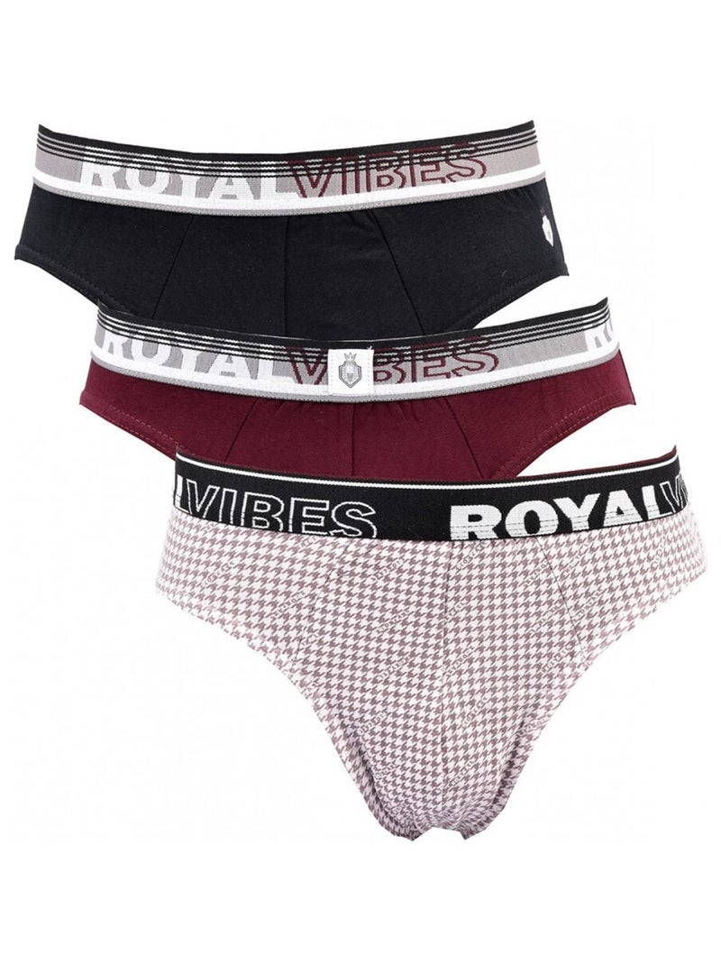 Slip Hombre TRESS ALGODÓN - Pack de 3 Negro Burdeos Gris - Kiabi