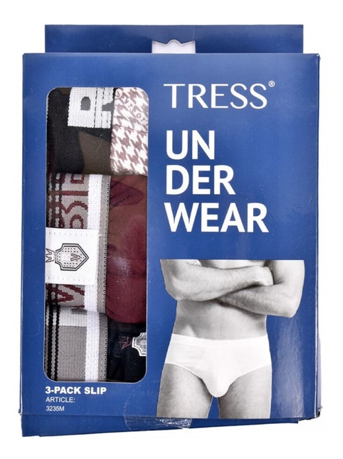 Slip Hombre TRESS ALGODÓN - Pack de 3 - Kiabi