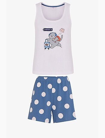 Snooze cruise conjunto de pijama corto con estampado de gato penti